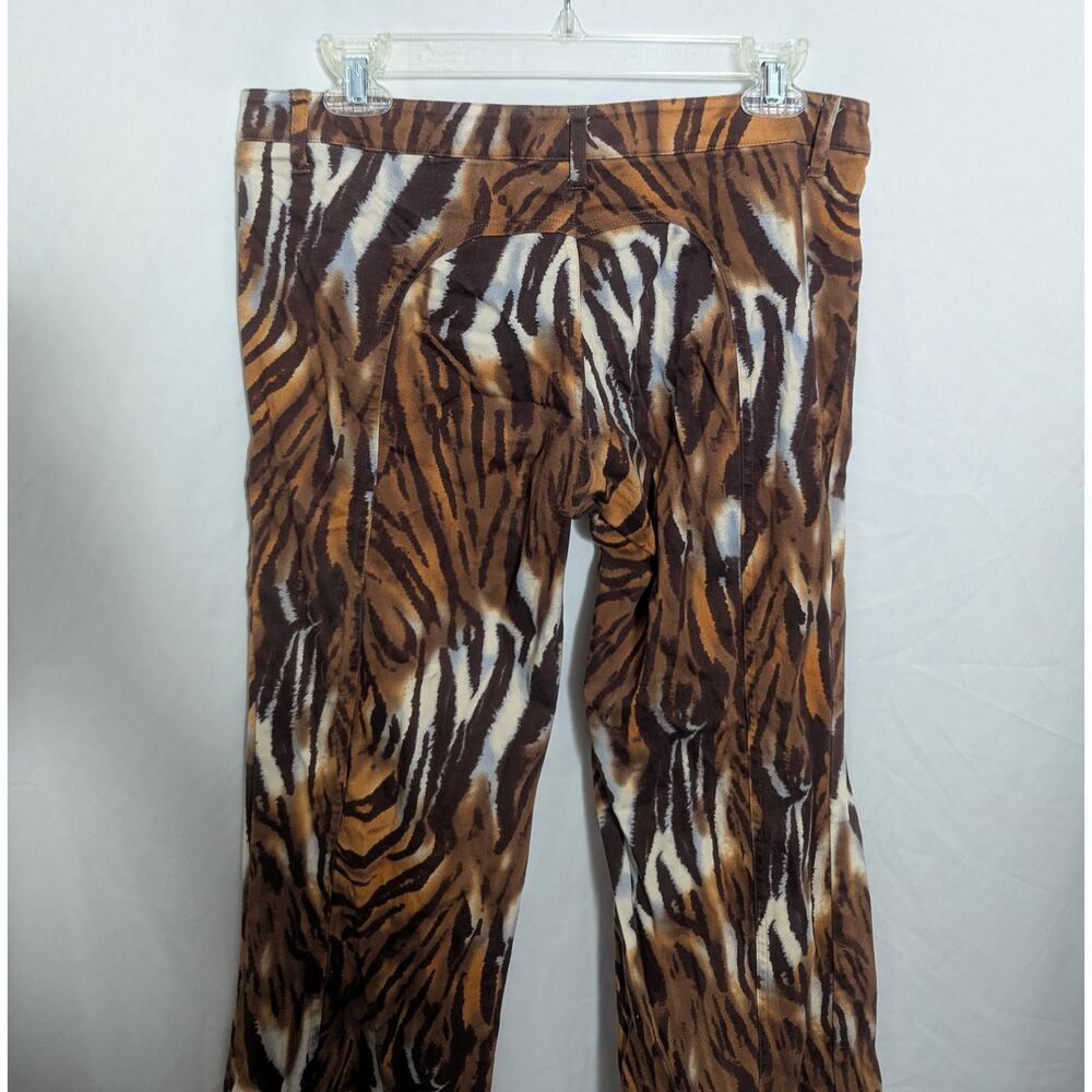 Y2K Mixit Brown Zebra Print Lace Up Low Rise Flare Pants Size 8 grunge indie - Picture 4 of 8